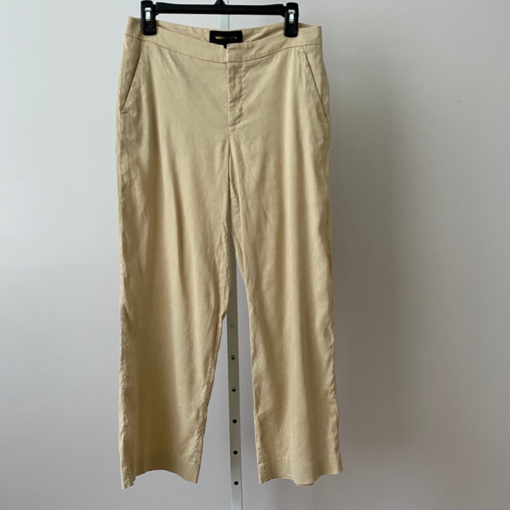 Kobi Halperin 6 Coastal Beige Linen Straight Leg Trouser Pants Minimalist